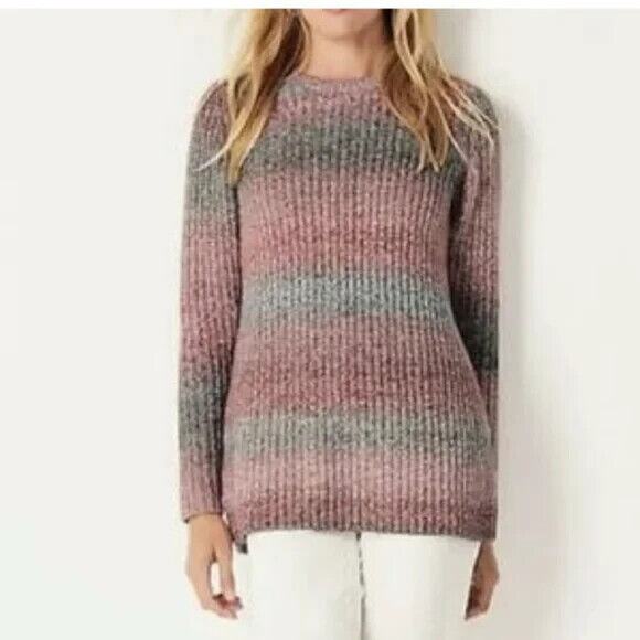 J. JILL Striped Chunky Knit Crew Neck Pullover Sweater Bohemian in Multi - Picture 2 of 10